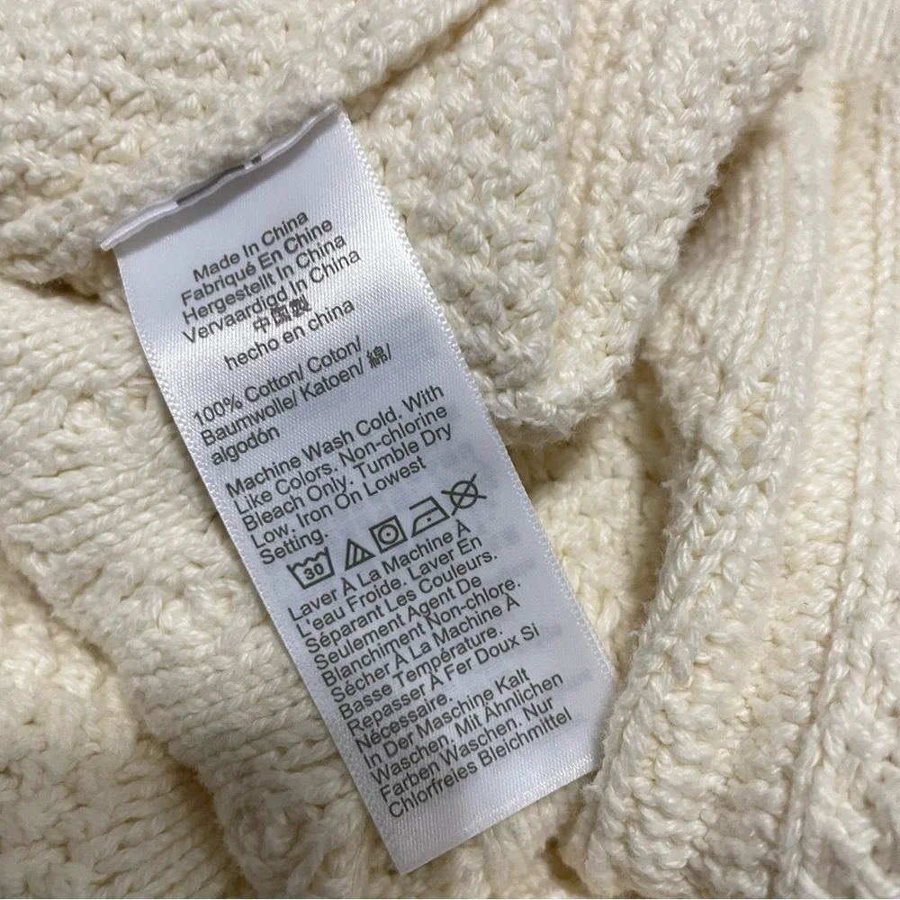 J. Crew 100% Cotton Cream Fisherman Crewneck‎ Sweater Size S